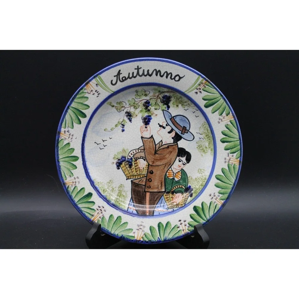 Set of 4 Italian Seasons Hand Painted Decorative Plates 9.5